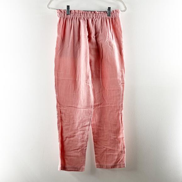 Olivaceous High Rise Cotton Gauzy Pull On Beach Straight Leg Pants Pink Medium - Picture 5 of 7